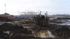 ГНБ прокол под рекой Тавла, Саранск, буровая установка FDP-32 подготовлена к очередному бурению