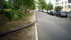 ГНБ прокол в лесопарке, Саранск, сваренная ПНД труба