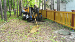 ГНБ прокол в лесопарке, Саранск, бурение пилотной скважины