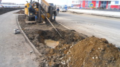 ГНБ прокол вдоль дороги, Саранск, ЖК Юбилейный, бурение пилотной скважины