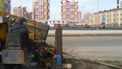 ГНБ прокол вдоль дороги, Саранск, ЖК Юбилейный, бурение пилотной скважины