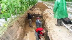 ГНБ прокол для АО Тепличное, Саранск, подготовка к затягиванию ПНД труб