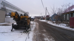 ГНБ прокол, Саранск, улица Юнатская, подготовка установки ГНБ к работе