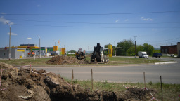 ГНБ прокол под дорогой, Саранск, бурение пилотной скважины