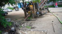ГНБ прокол для водопровода, Саранск, бурение пилотной скважины