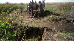 ГНБ прокол для водопровода, животноводческая ферма в районе Мордовии, бурение пилотной скважины