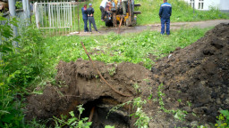 ГНБ прокол под газоном, г. Саранск, заводская территория, бурение пилотной скважины