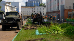 ГНБ прокол под клумбой, г. Саранск, заводская территория, бурение пилотной скважины
